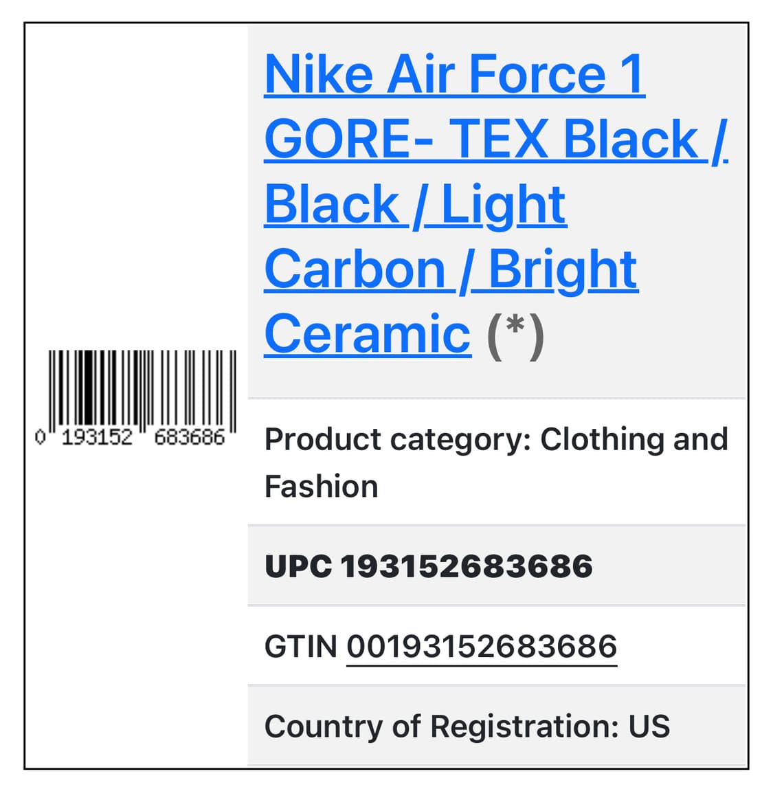 나이키 에어포스 1 로우 고어텍스 블랙 라이트 카본 270 상품이미지9