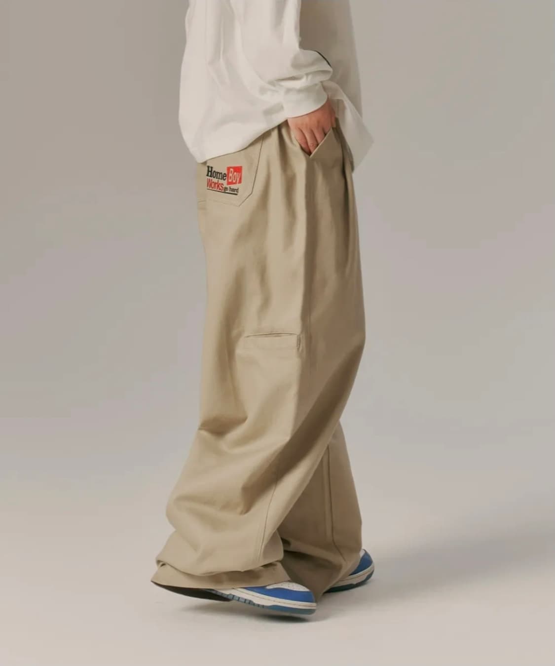 어반디타입 홈보이 벌룬 워크 팬츠_베이지 상품이미지1