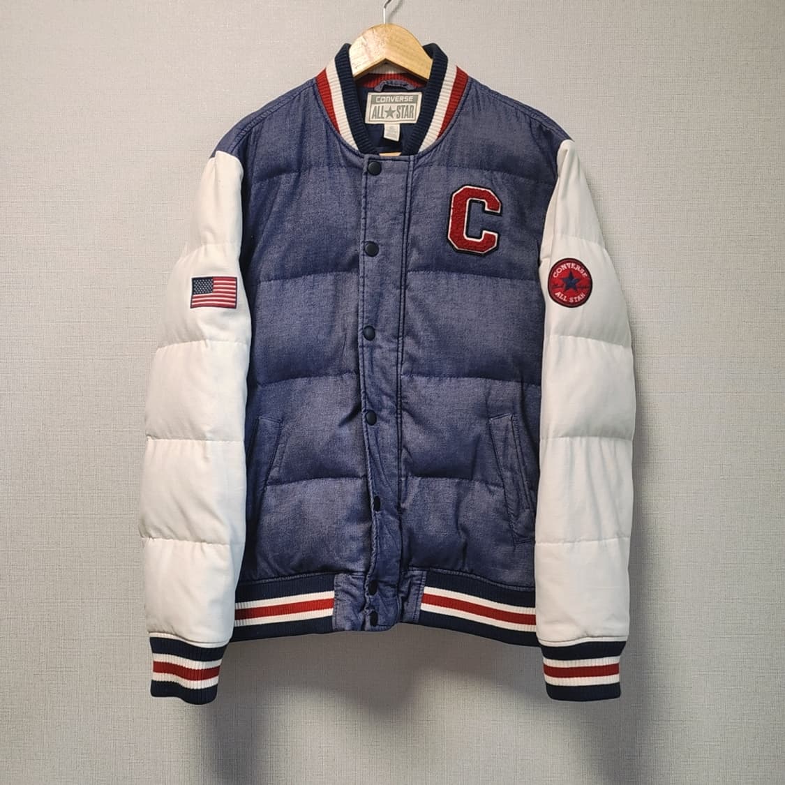 [XL] 컨버스 올스타 덕다운 데님 패딩 야구 점퍼 상품이미지1