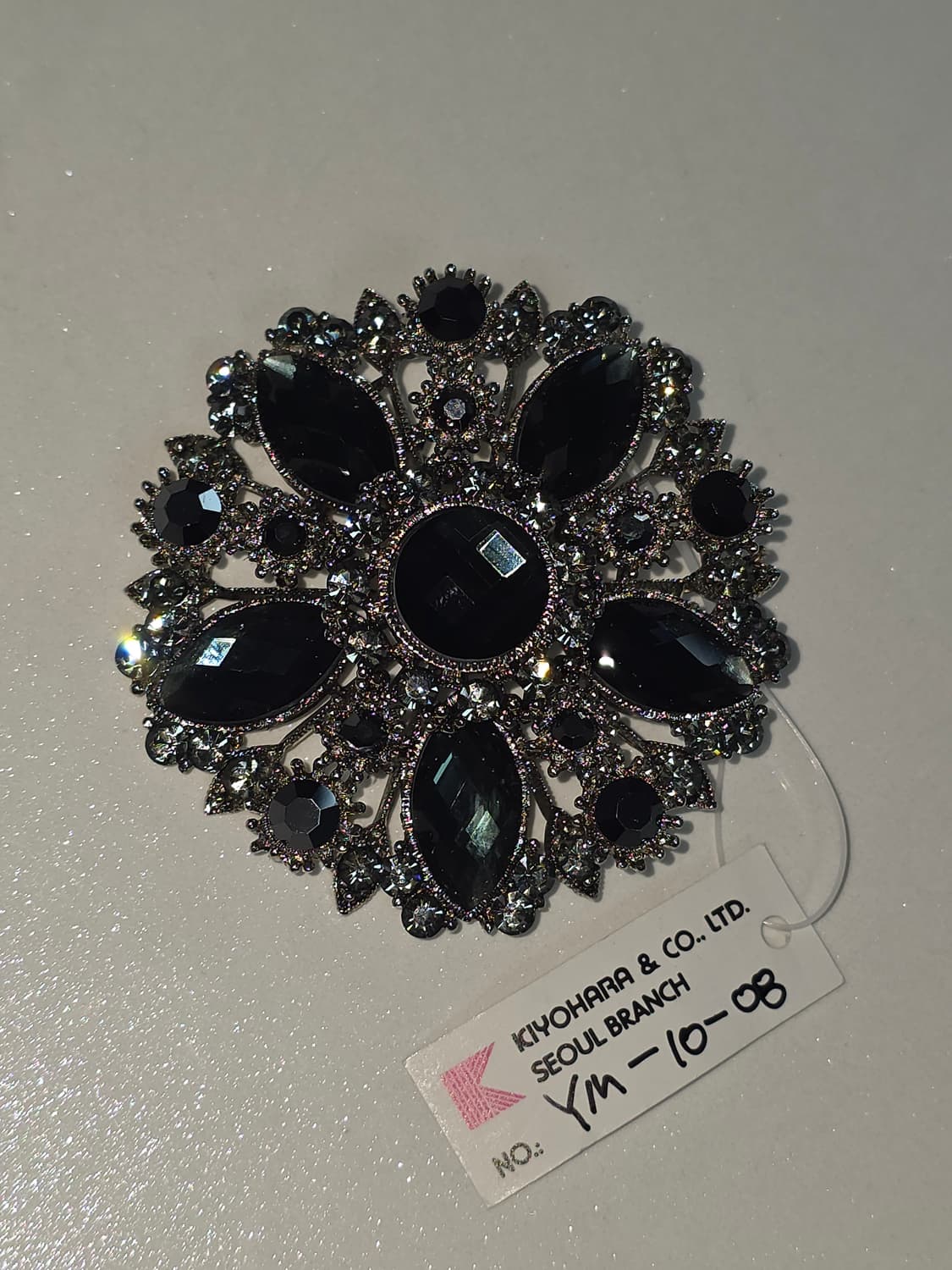 일본빈티지)키요하라 블랙 고딕 고전 큐빅 브로치&목걸이파츠 상품이미지1