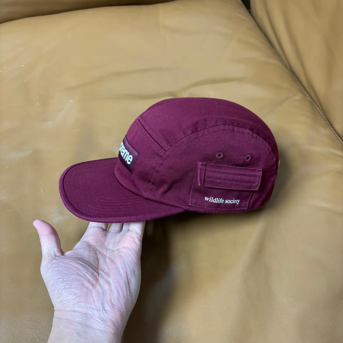 슈프림 캠프캡 모자 박스로고 밀리터리 카고 워시드 와인 상품이미지4