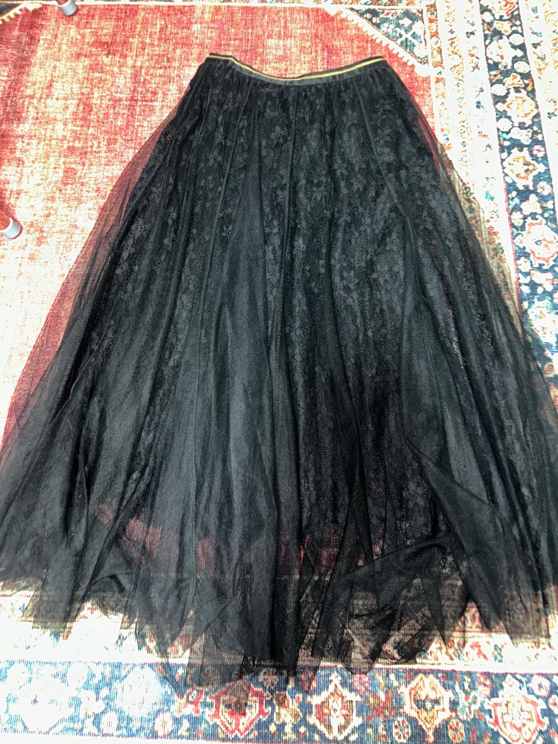 블랙 레이스 롱 샤 스커트 상품이미지1