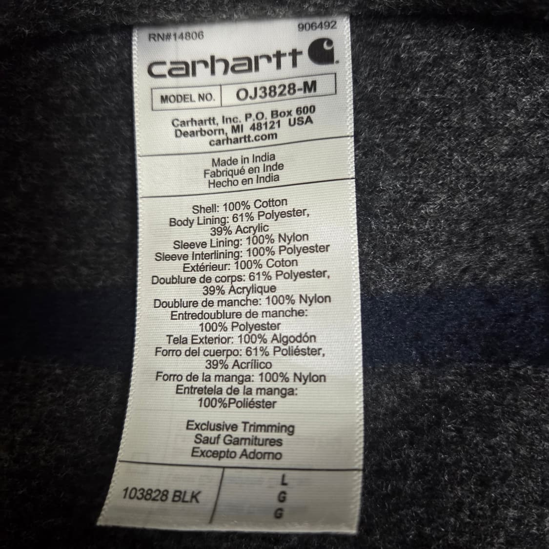 칼하트 US 덕 디트로이트 자켓 블랙 L사이즈 상품이미지5