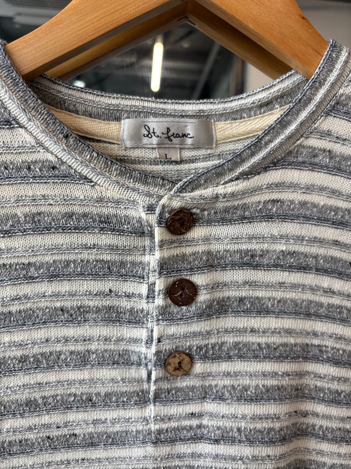 Stripe terry Henley Neck 상품이미지4