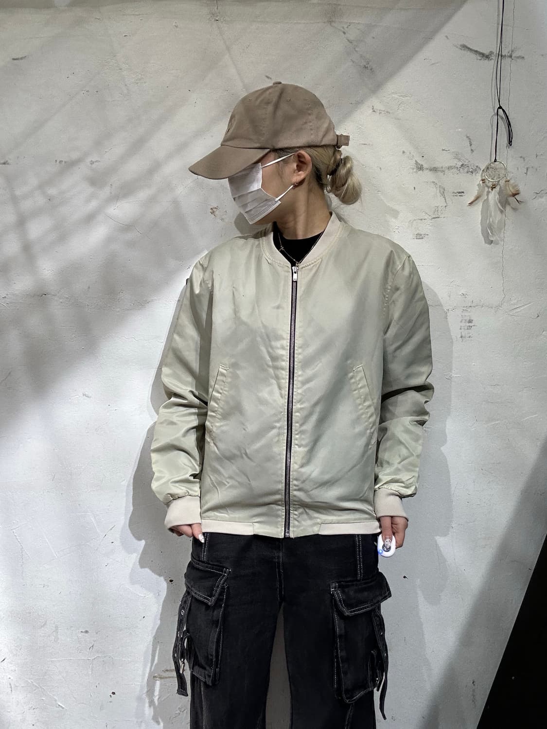 일본 빈티지 MNGU 베이지 마원 항공 잠바 블루종 자켓 S 상품이미지2