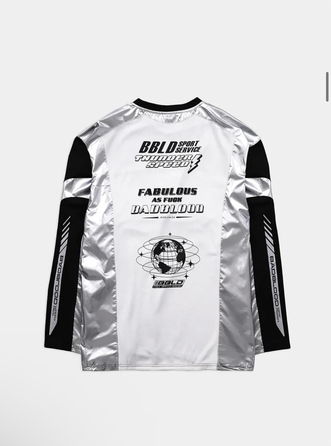 배드블러드 패뷸러스 스포츠 긴팔 티셔츠 라지핏 실버/블랙 L 상품이미지4
