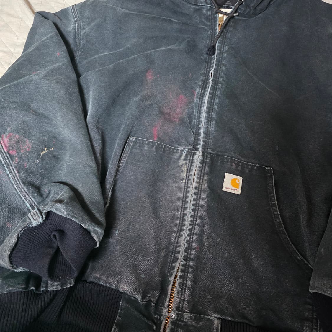 [OS] 빈티지 칼하트 J130 BKL 트래쉬드 워크 자켓 빅사이즈 상품이미지2