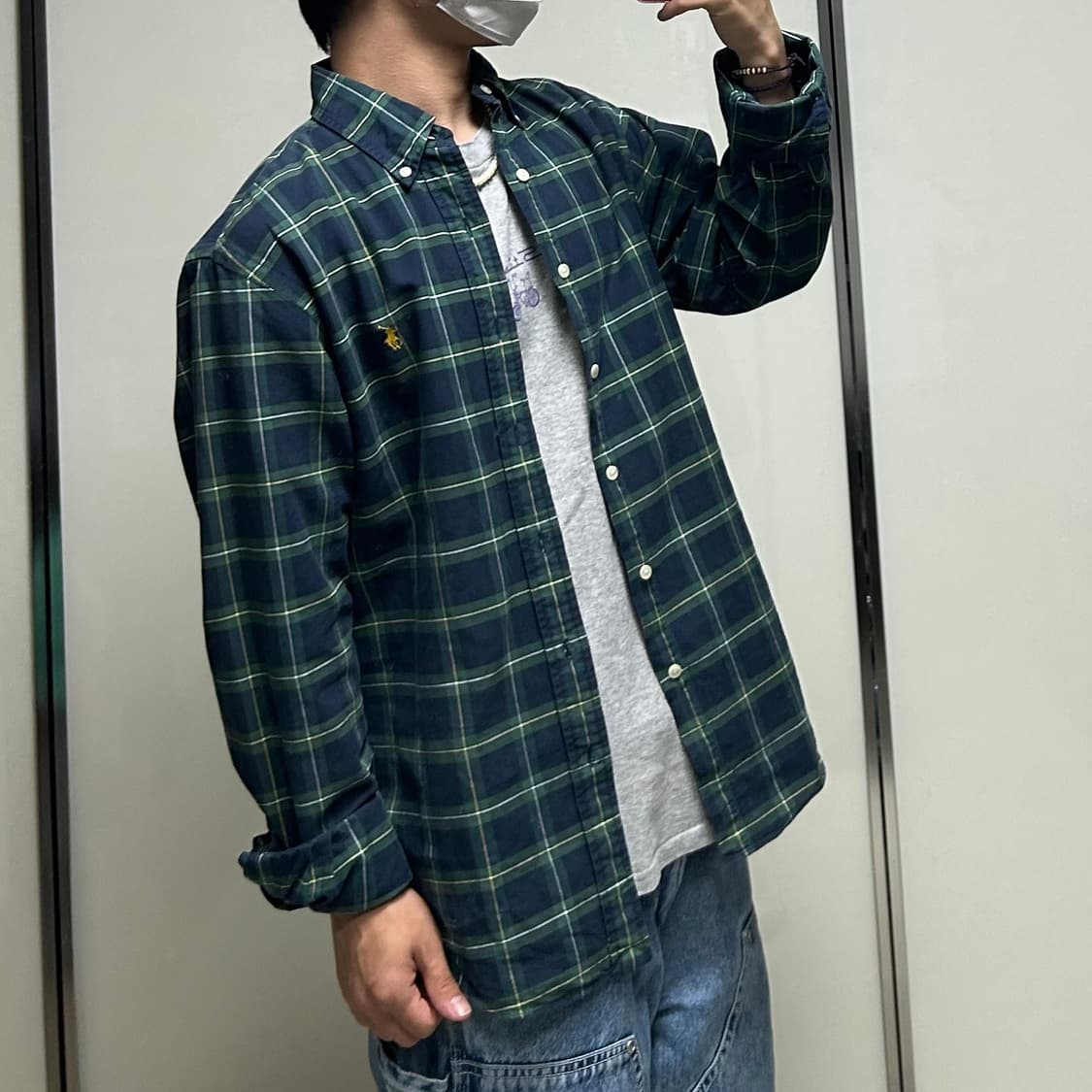 폴로 타탄체크 슬림핏 셔츠 (M) 상품이미지6