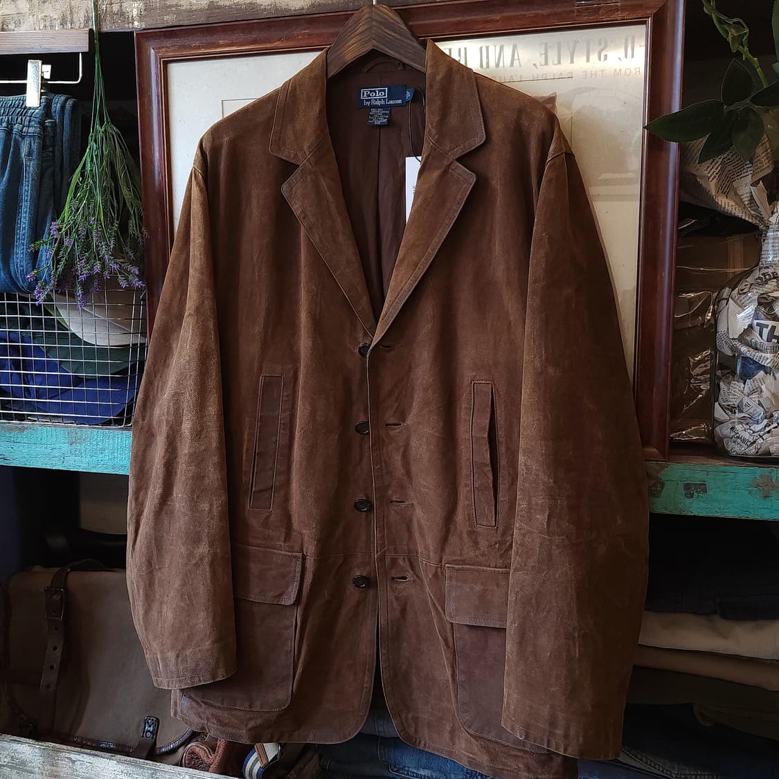 90s 폴로 랄프로렌 가죽자켓 왁스드 카우하이드 헤비 레더 헌팅자켓 L 상품이미지2