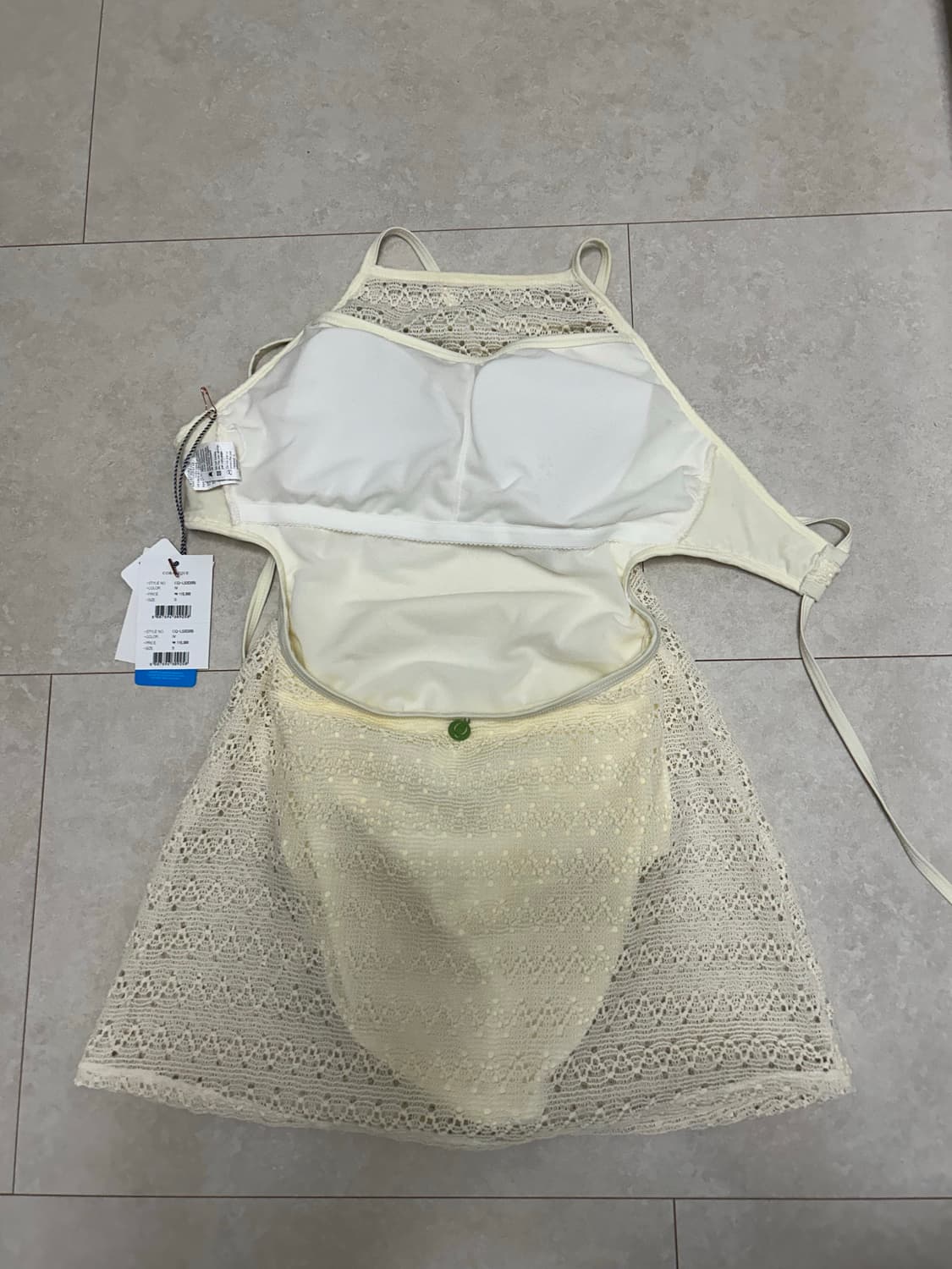 택o)코랄리크 백 스트링 크로셰 모노키니 아이보리 상품이미지3