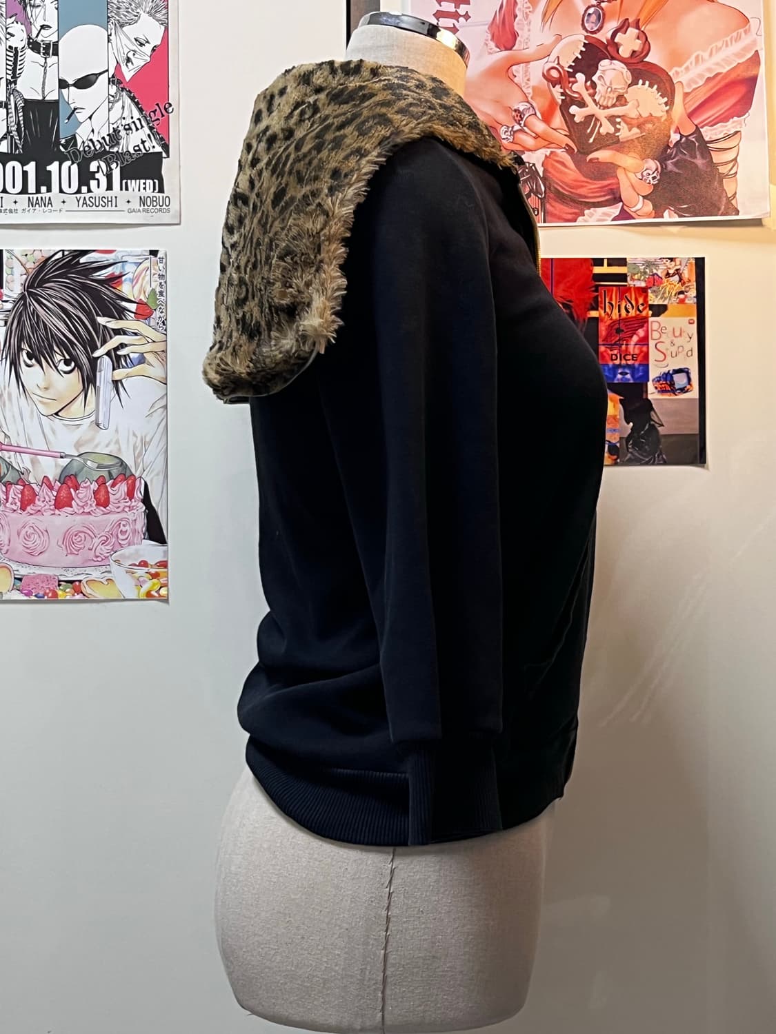 y2k 갸루 고양이 귀 호피 퍼 후드 집업 상품이미지4