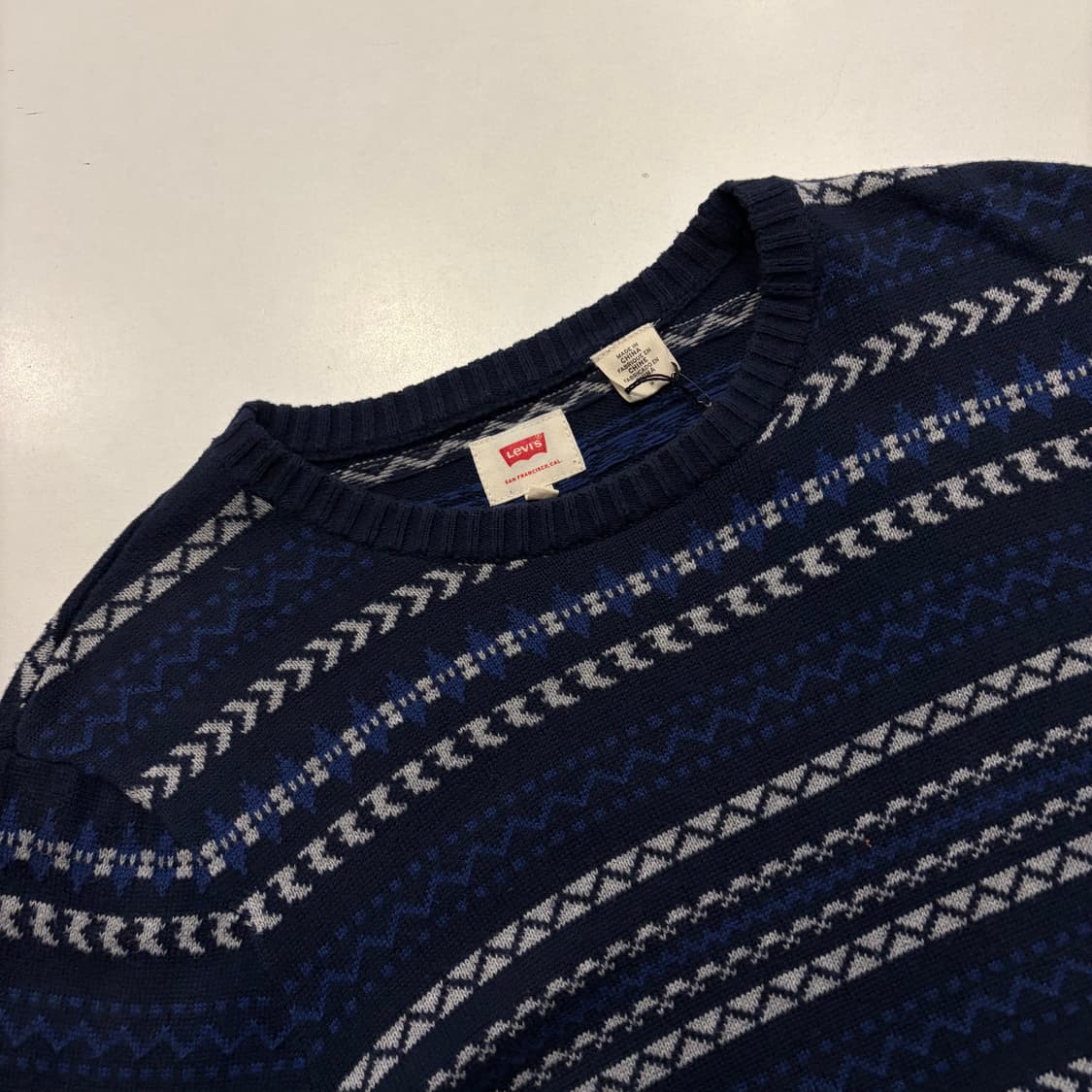 [M] 리바이스 네이비 패턴 니트 스웨터 D151 상품이미지3