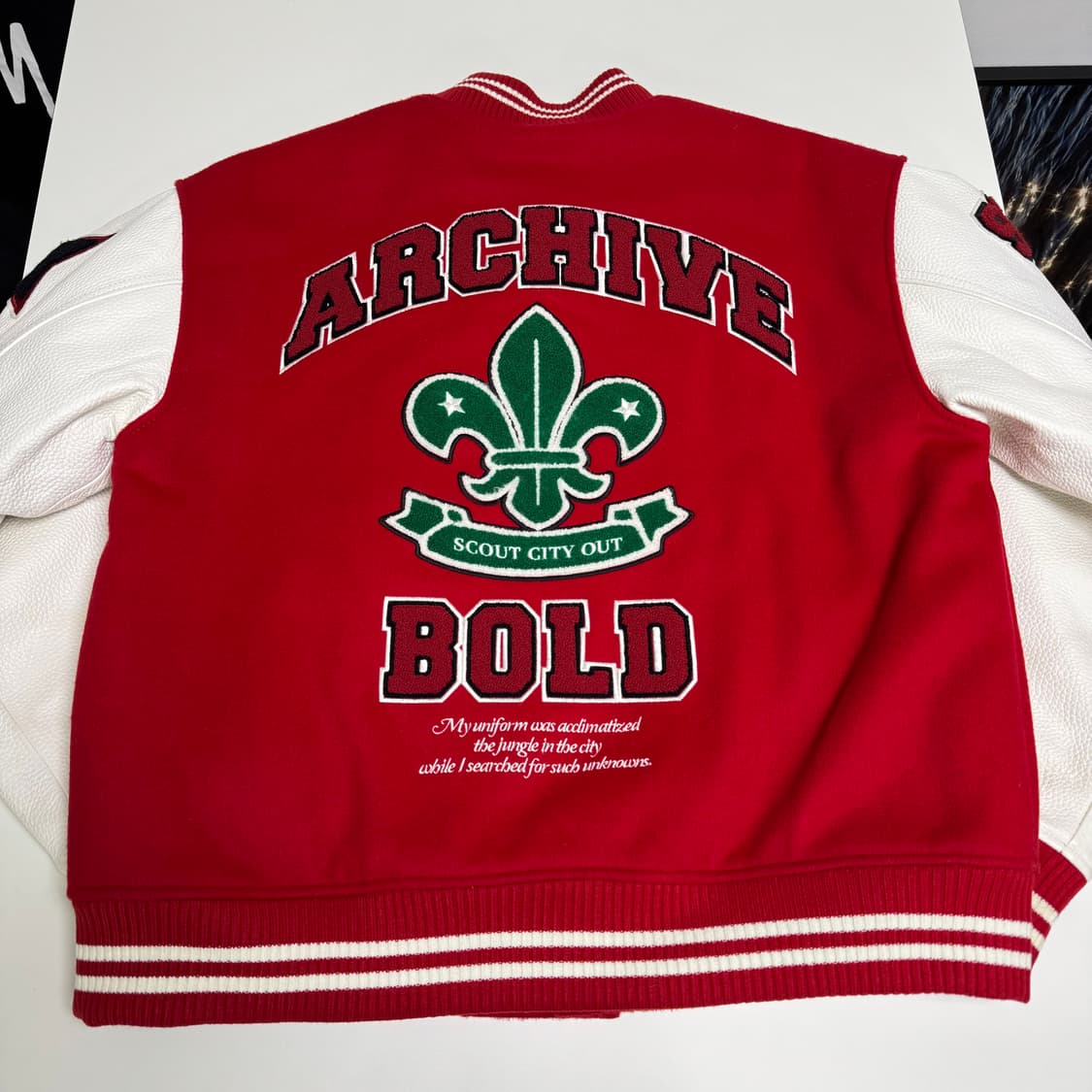 아카이브 볼드 스카쟌 스타디움 자켓 레드 L 상품이미지4