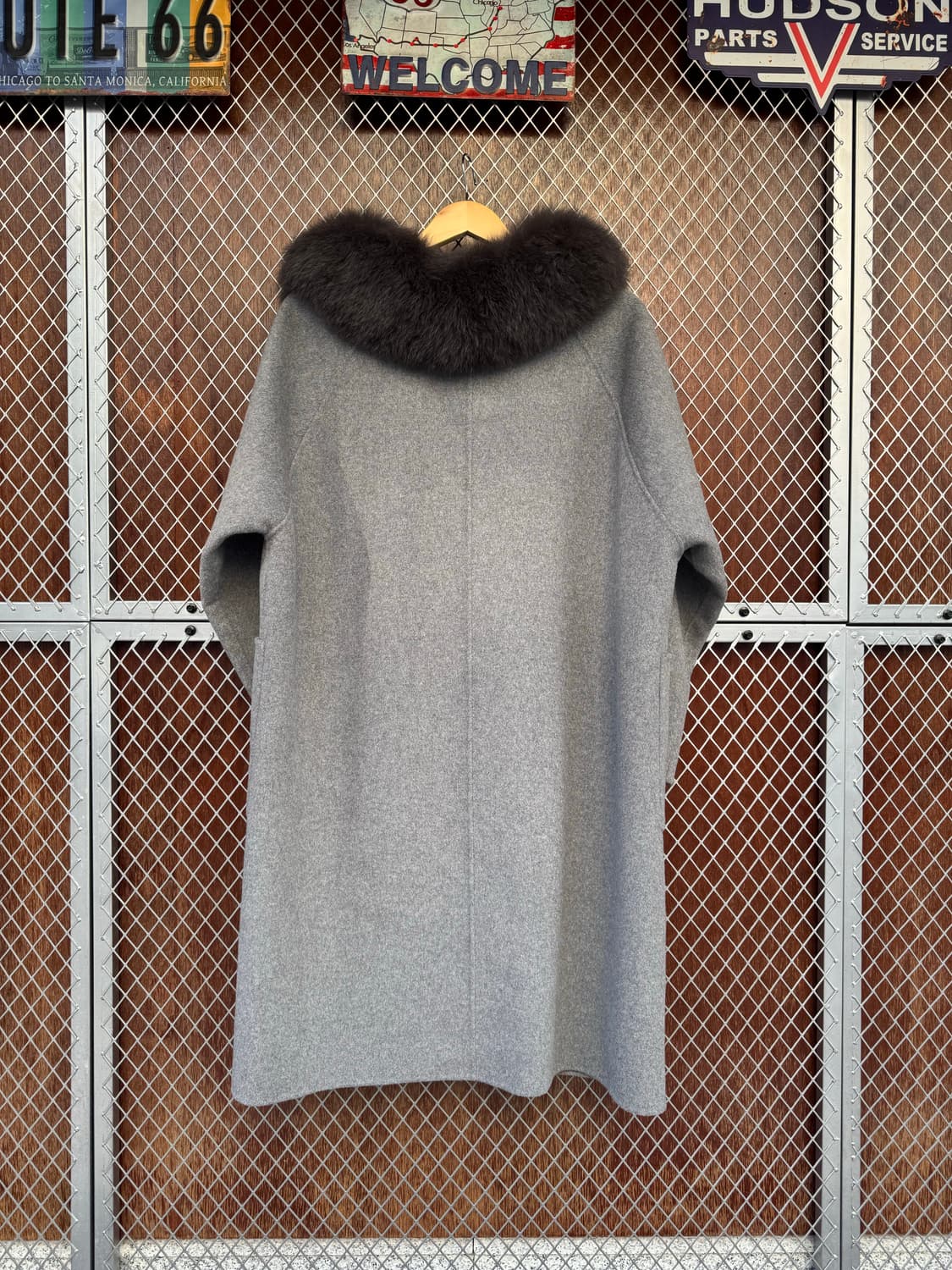 g-cut 지컷 포켓 리얼 폭스퍼 울 그레이 롱 코트 S 상품이미지4