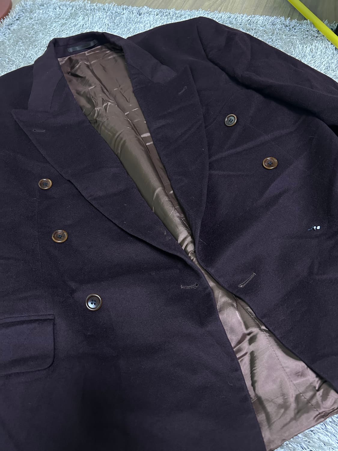 휴고보스 로로피아나원단 캐시혼방 버건디 더블 블레이저 105 상품이미지2