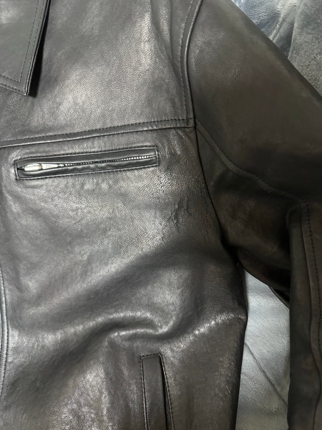 급처 도프제이슨 프리미엄 램스킨 베지터블 싱글 자켓 M 상품이미지8