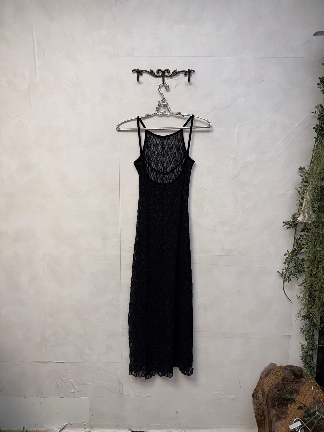 Black side slit floral lace halter ops 상품이미지5