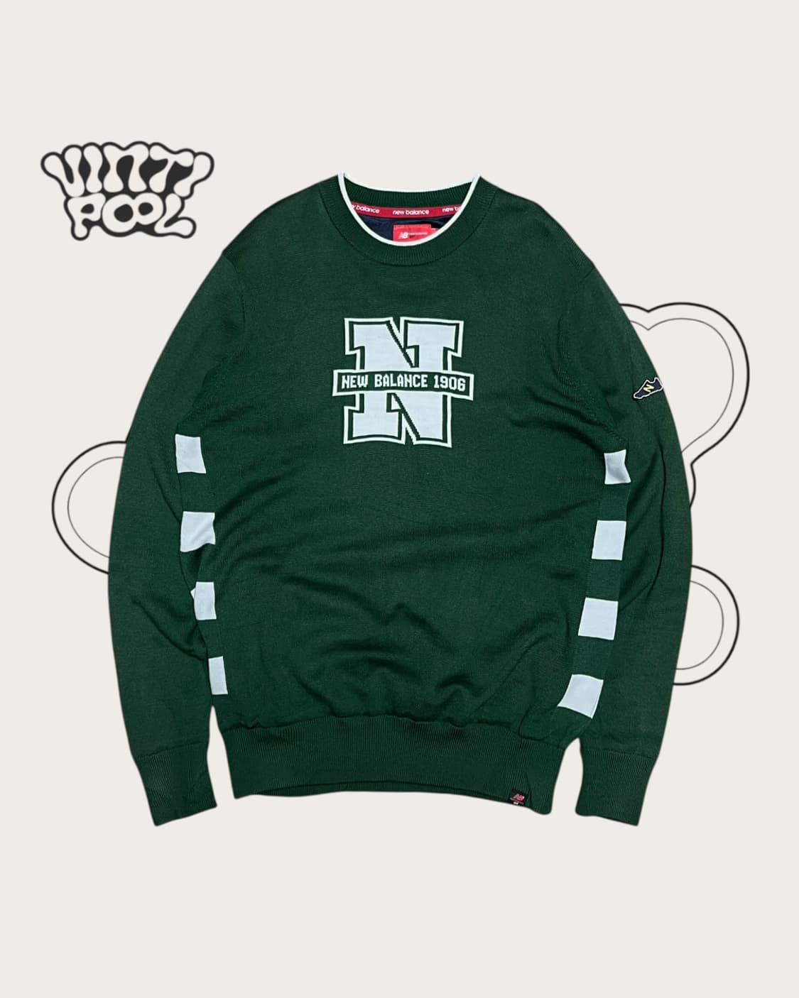 뉴발란스 골프 일본 울혼방 빅로고 니트 6 그린 상품이미지1