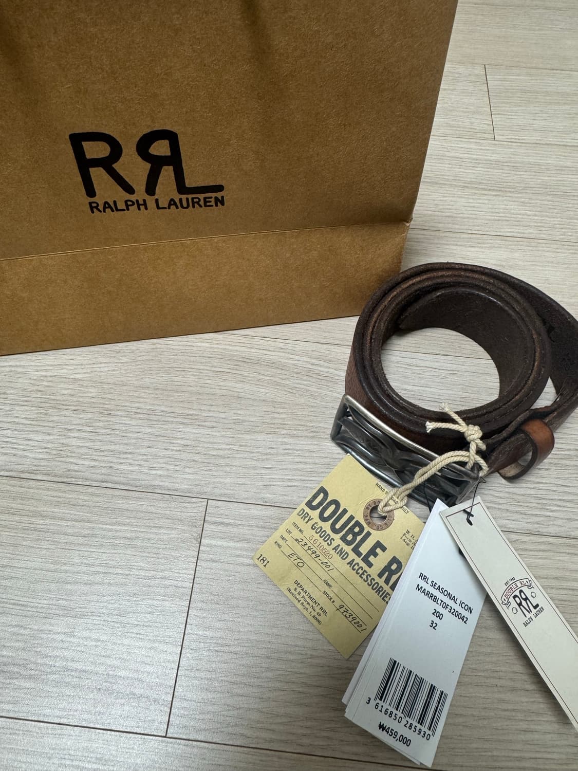 (새상품)RRL 더블알엘 레더벨트32 상품이미지4