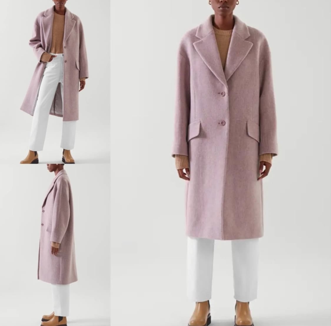 cos 싱글 브레스티드 울블렌드 코트 32(55사이즈) 라일락 상품이미지2
