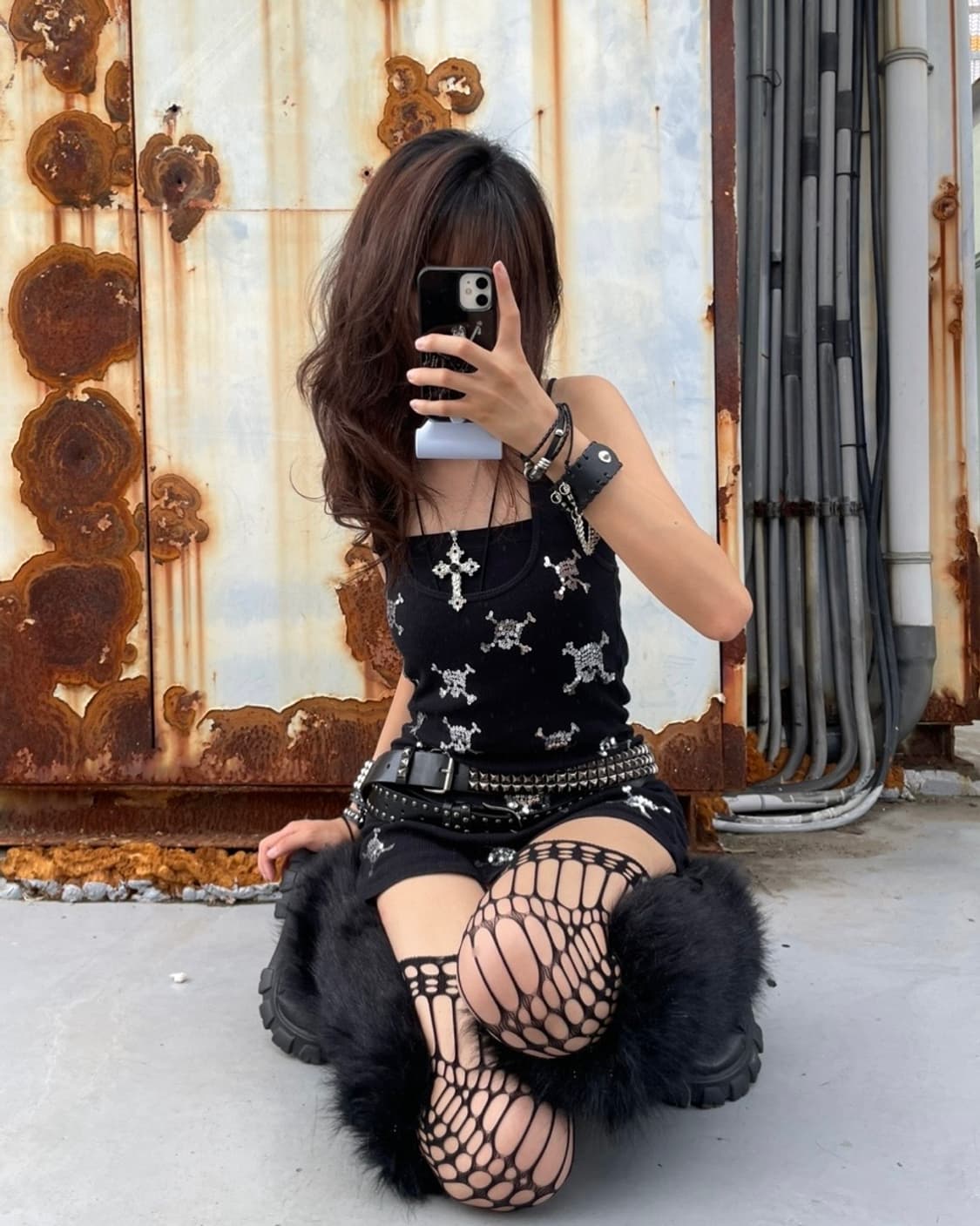 🎸스컬 패치 디테일 슬리브리스🎸 상품이미지3