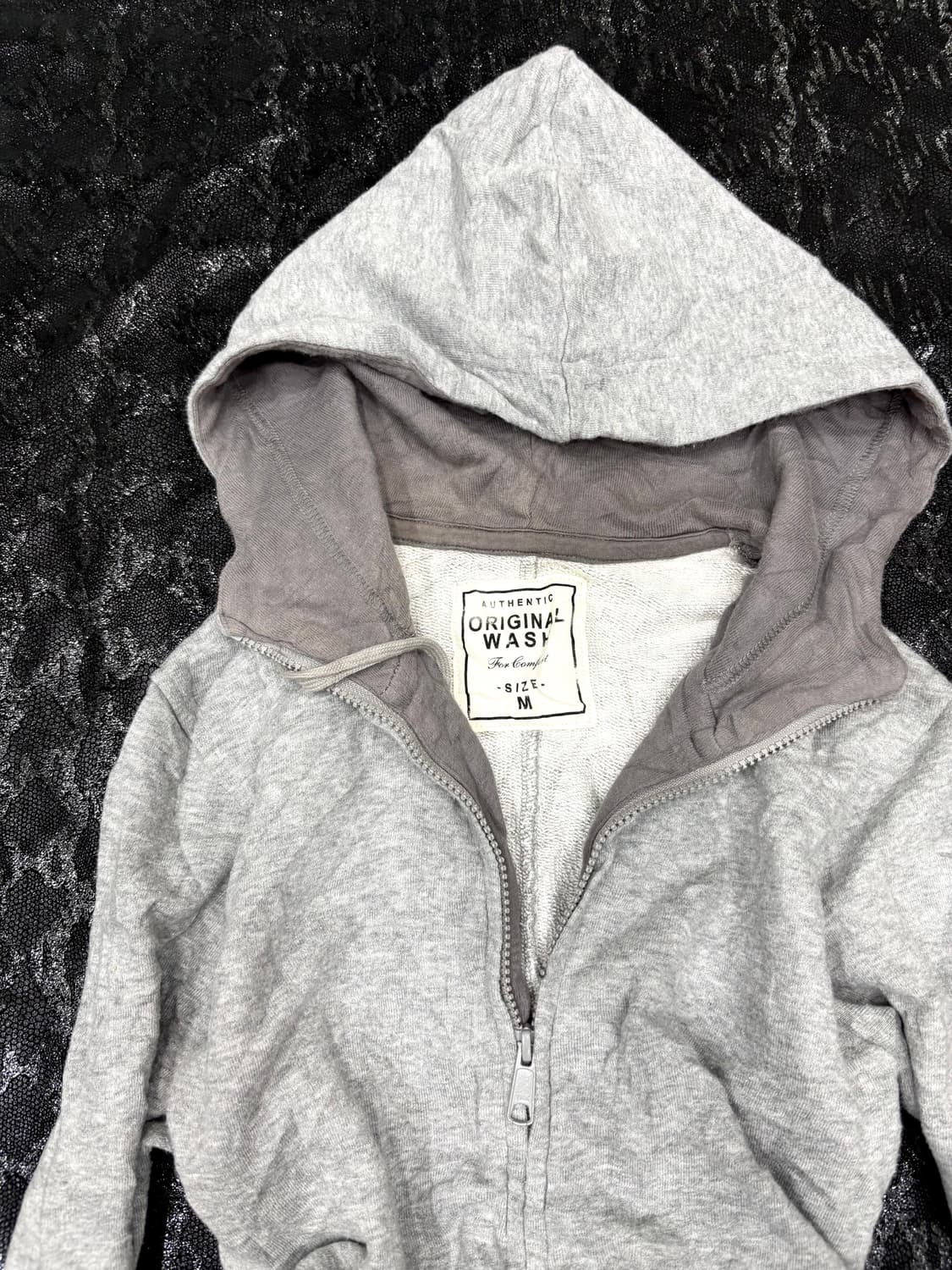 “Vintage” Grey Minimal mood 2-way Hoodie 상품이미지5