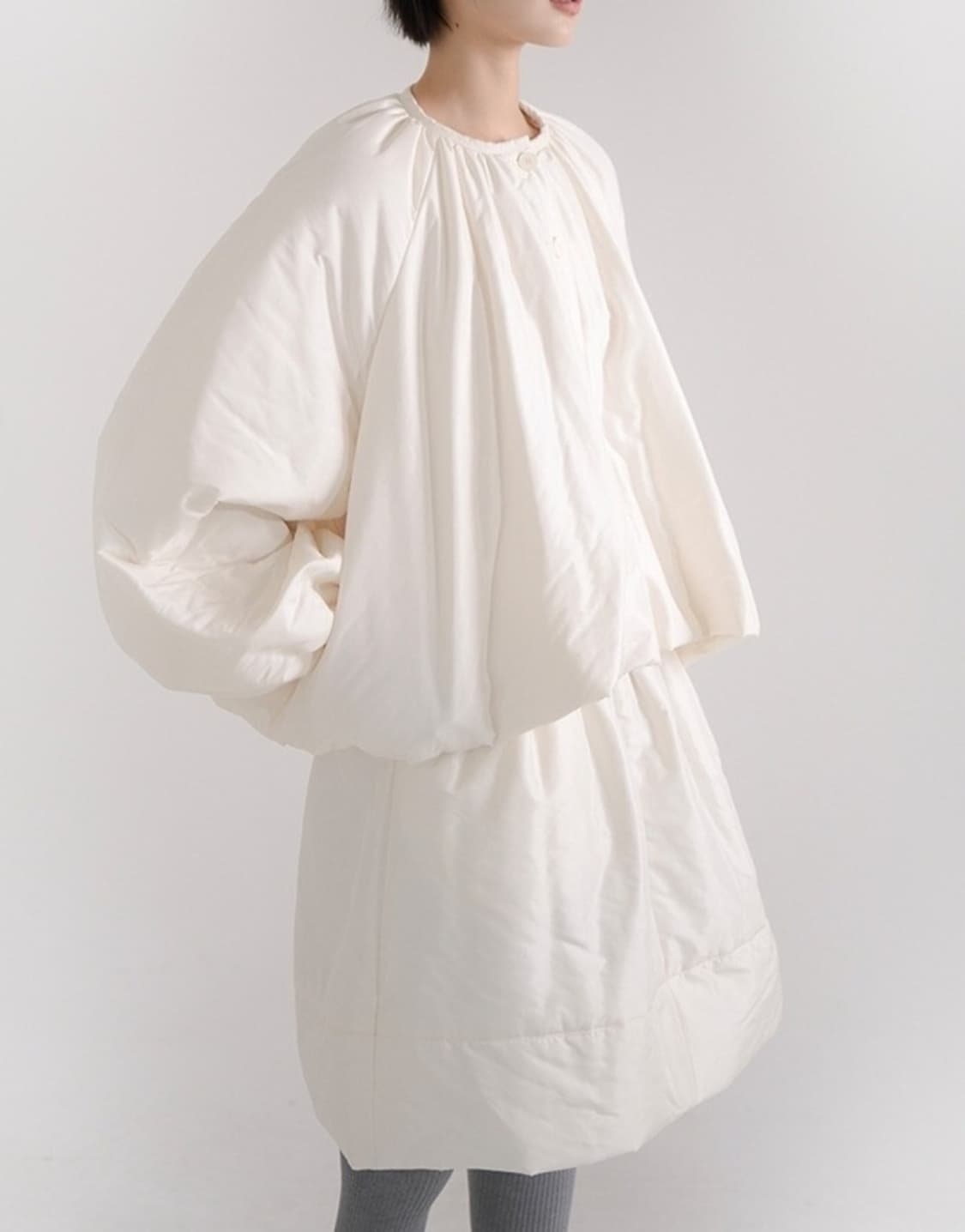 새상품) 유노이아 moss 패딩자켓 크림 M 상품이미지5