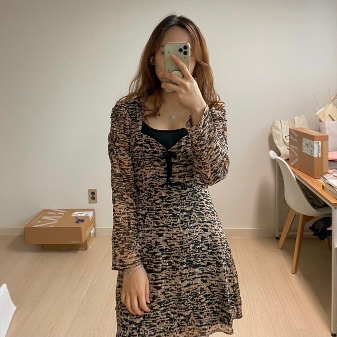 자라 애니멀 프린트 미니 드레스 원피스 S 상품이미지2