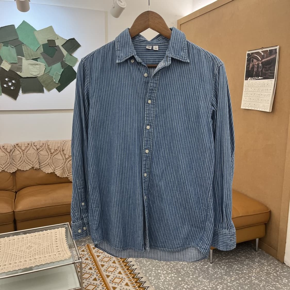 유니클로 U 르메르 레트로 빈티지 스트라이프 셔츠 S C10737 상품이미지3
