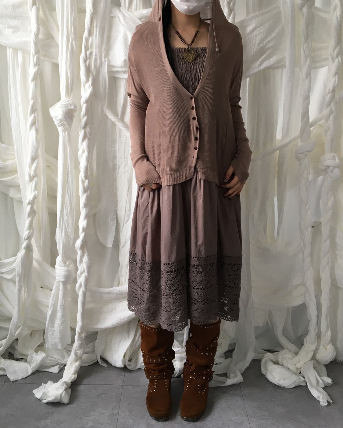 Hood knit cardigan 상품이미지1