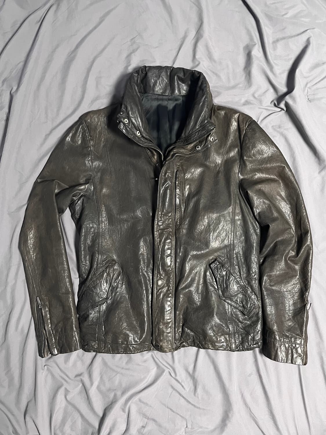 솔리드옴므 히든 후드 램스킨 가죽 자켓 다크 브라운 XL 상품이미지2