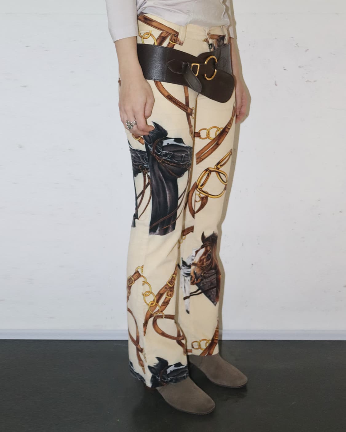 돌체 앤 가바나 레더 벨티드 패턴 부츠컷 팬츠 상품이미지2