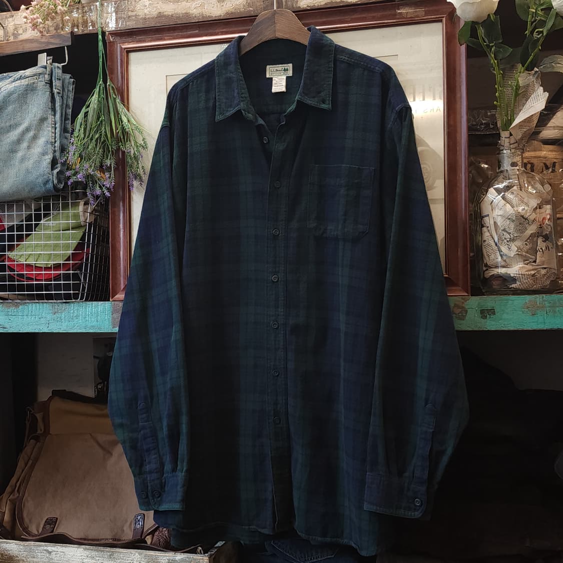 90s 엘엘빈 체크셔츠 플란넬 셔츠 헤비코튼 빅셔츠 블랙와치 xxl 상품이미지2