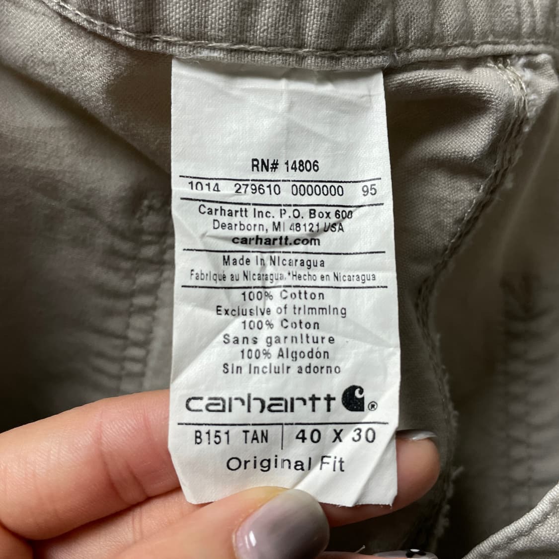 CARHARTT 칼하트 아이보리 싱글니 워크 팬츠 A00819 상품이미지10