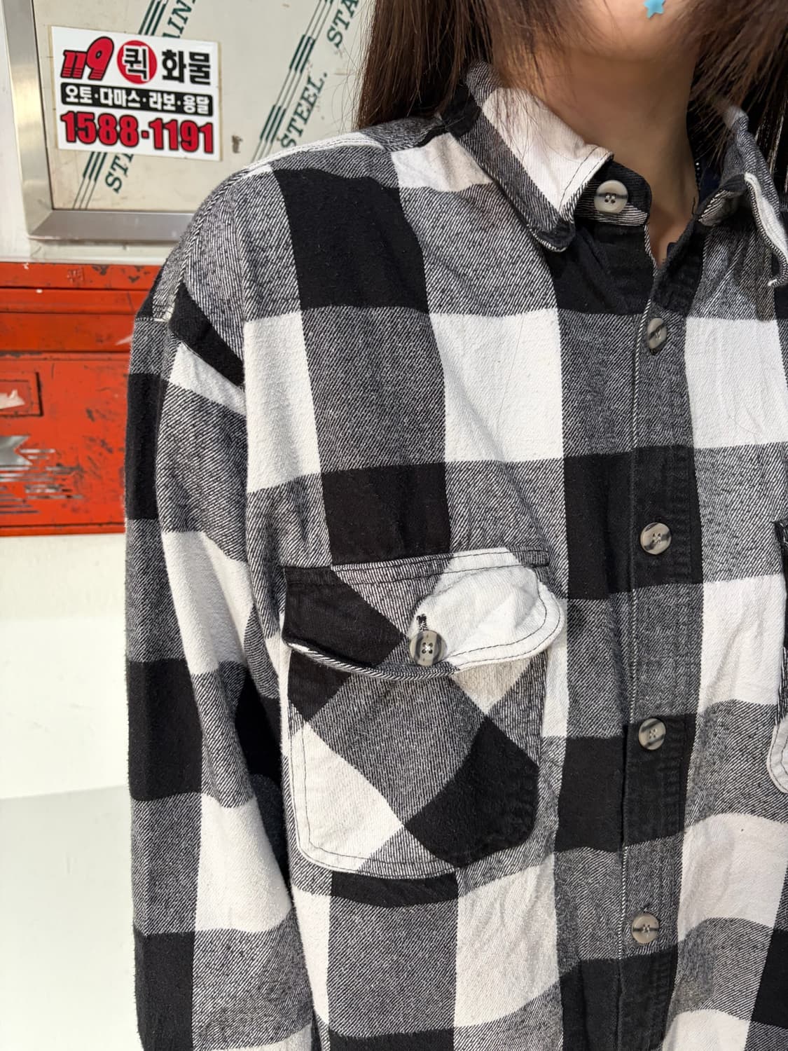 90s 올드스쿨 플란넬 블랙 엑라 상품이미지4