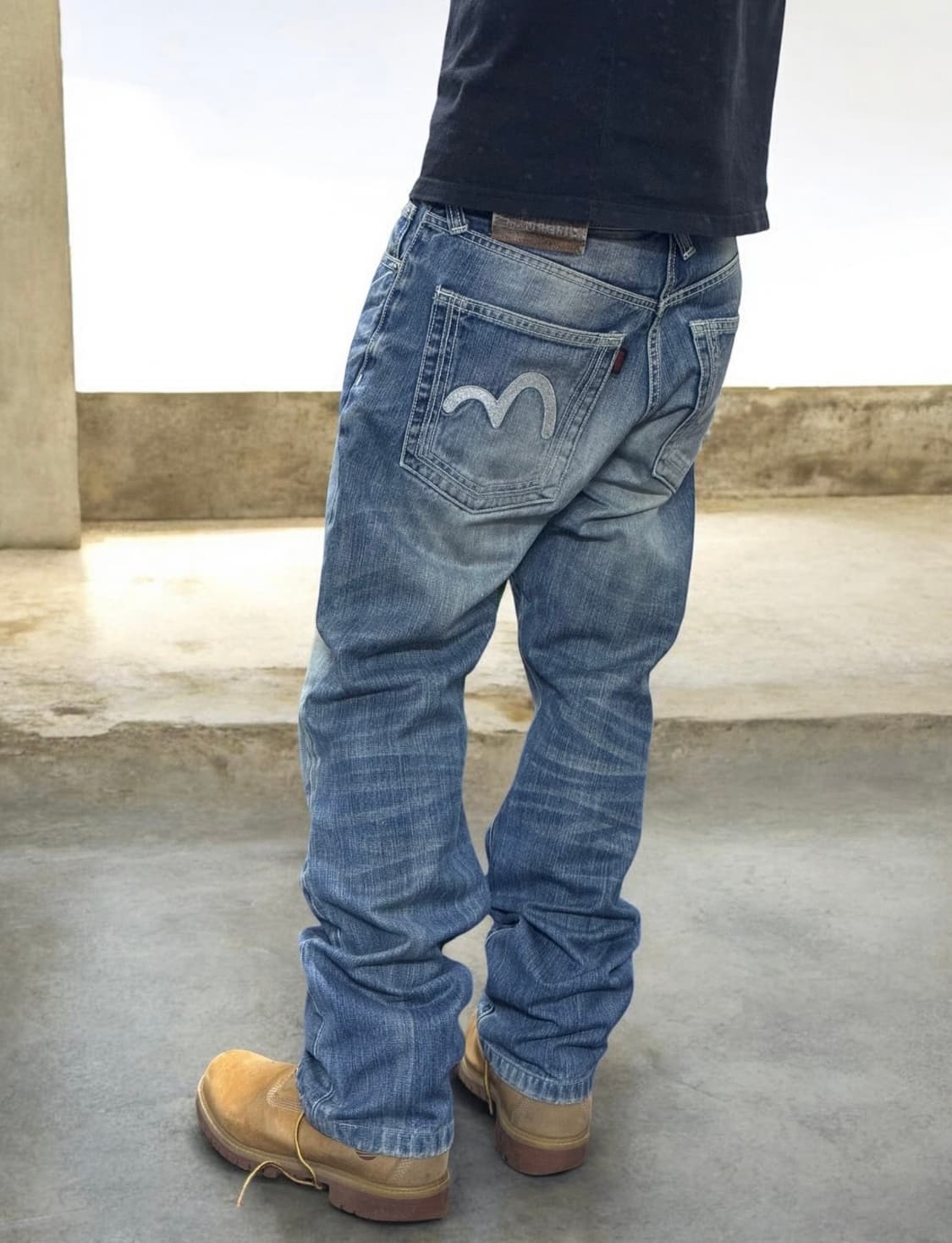 에비수 실버자수 워싱 데님 팬츠 상품이미지2