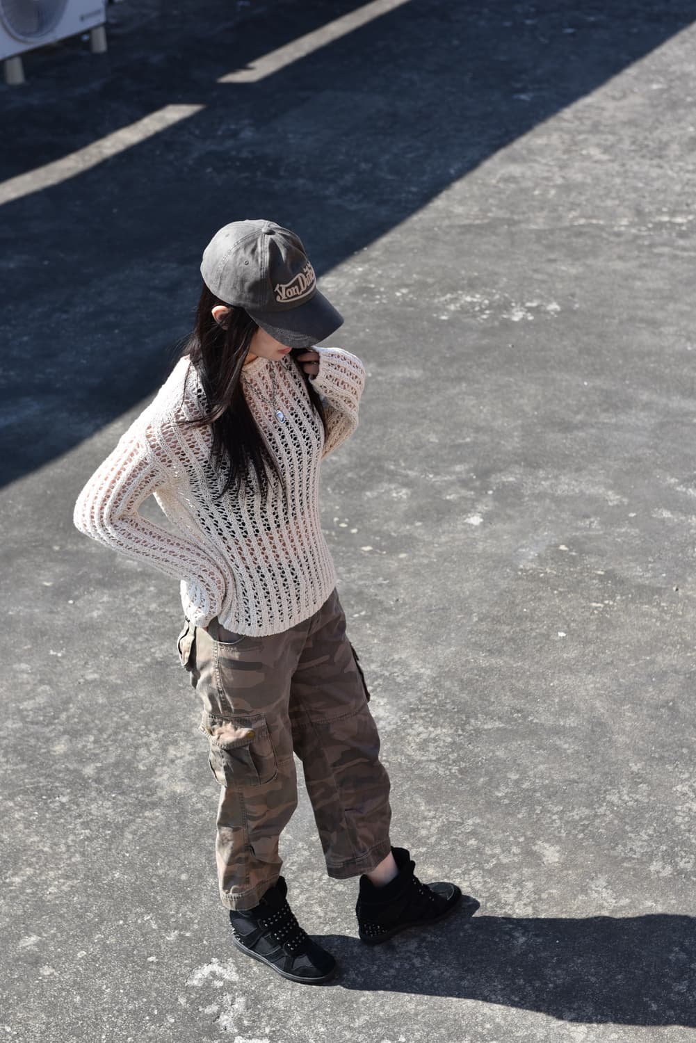 GU 크림 메쉬 니트 상품이미지5