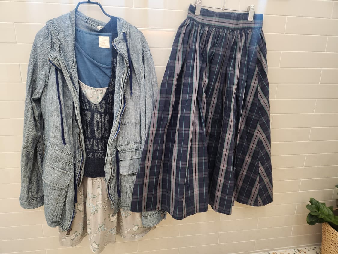 일본 빈티지  지구샵 라방에서 구입한 5개 레이어드 코디. 상품이미지3