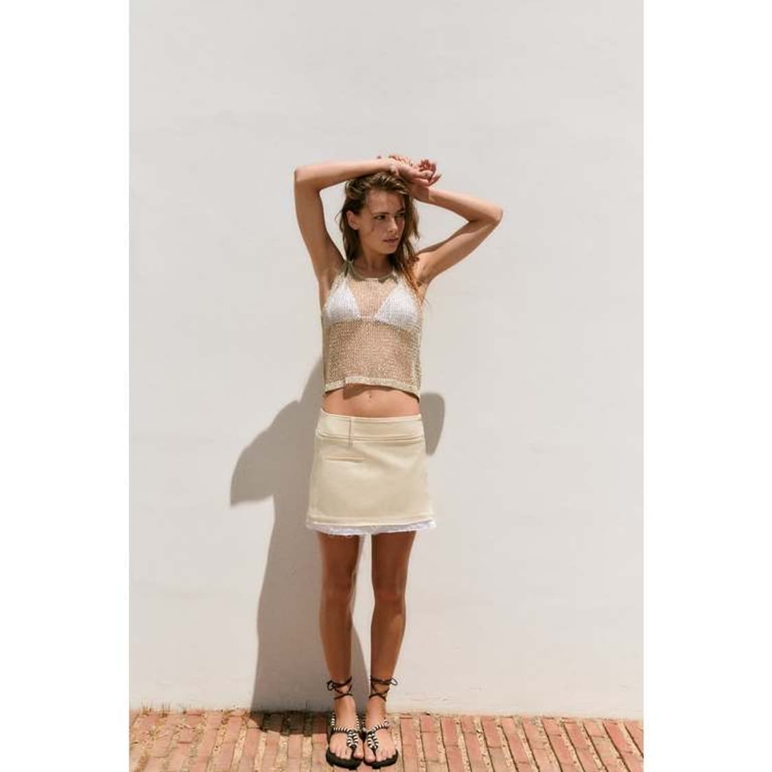 자라 콘트라스트 미니 스커트 LIGHT BEIGE 상품이미지2