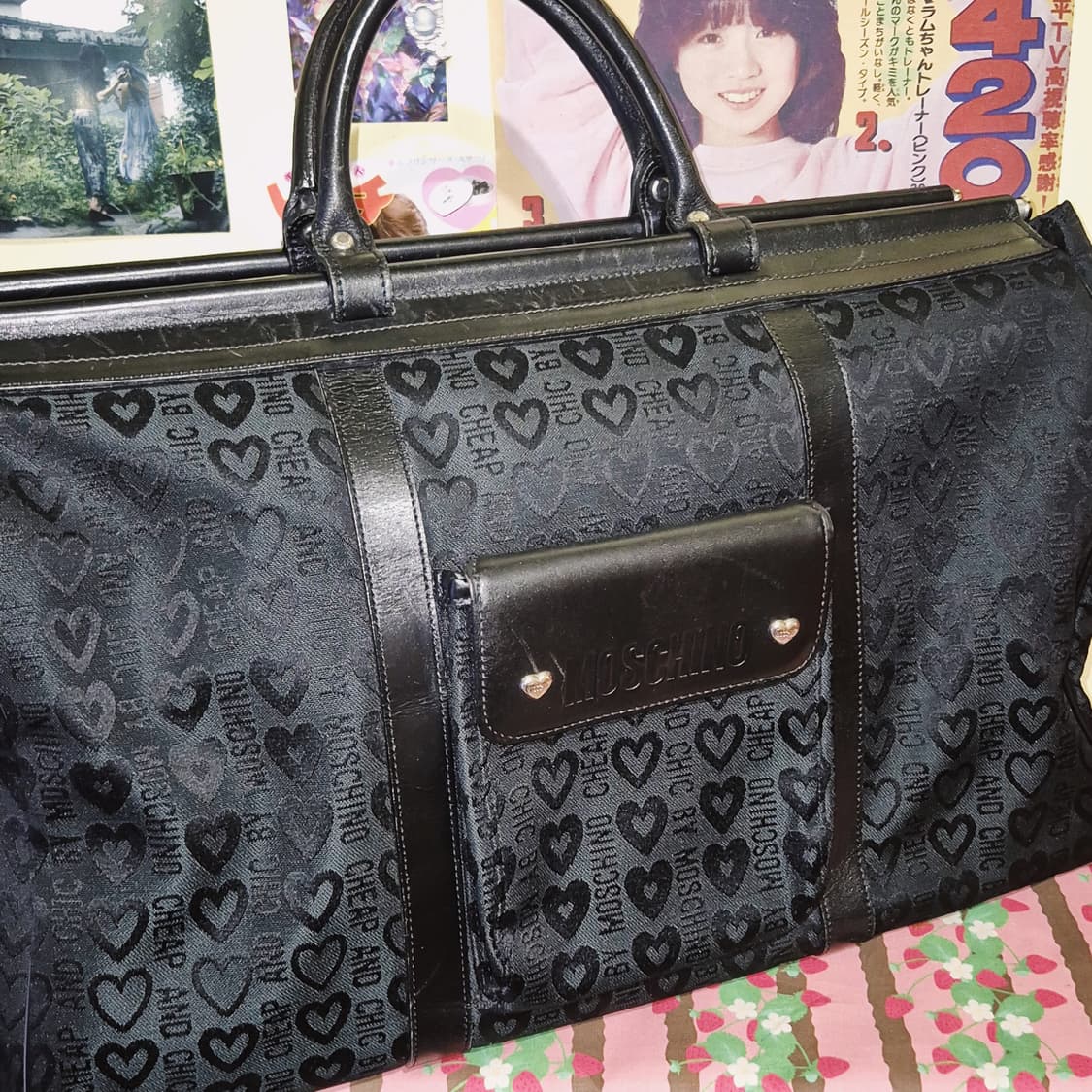 90s 모스키노 칩앤시크 하트 자수&레더 보스턴백 상품이미지7