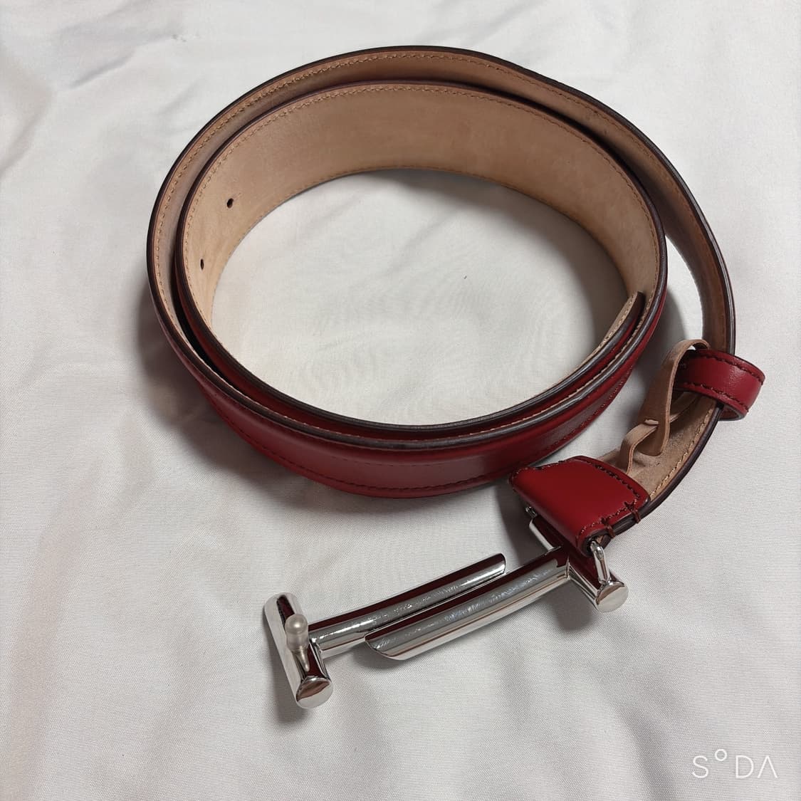 TODS 토즈 T버클 가죽 벨트 레드 상품이미지2