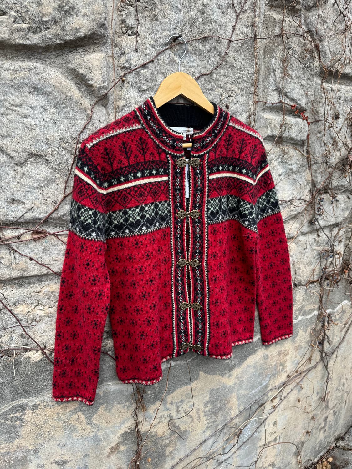 수잔 브리스톨 노르딕 패턴 빈티지 후크 울 가디건 m 상품이미지3