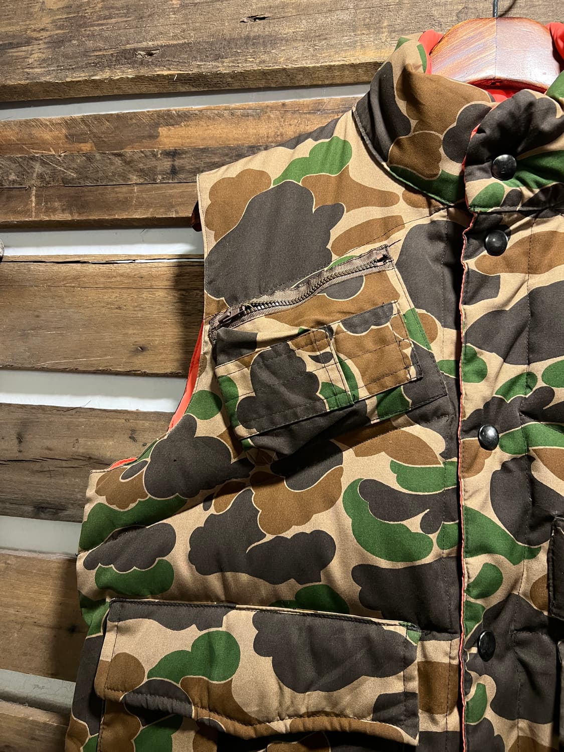 [M]90's USA 빈티지 덕카모 리버시블 구스다운 헌팅 베스트 상품이미지4