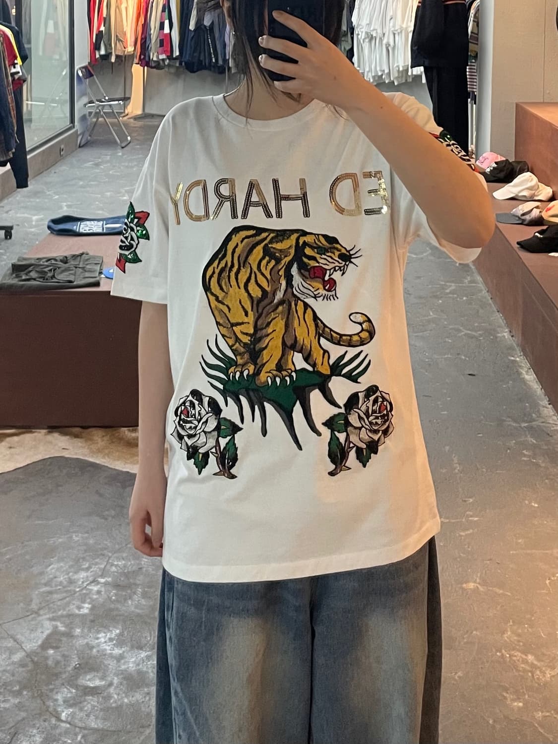 에드하디 타이거 골드 하프 티셔츠 H2401 상품이미지1