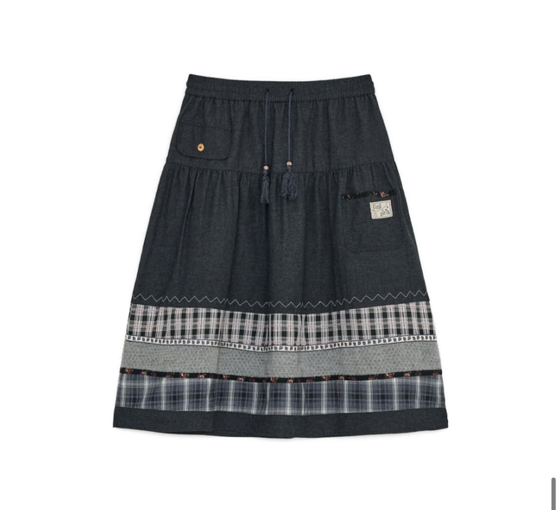 허그유어스킨 빈티지 패턴 미디 스커트 상품이미지1