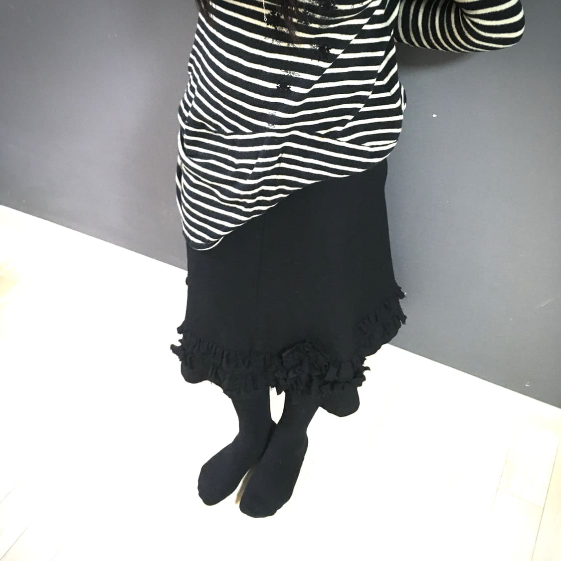 꼼데가르송 트리콧 흑 장미 스커트 상품이미지5