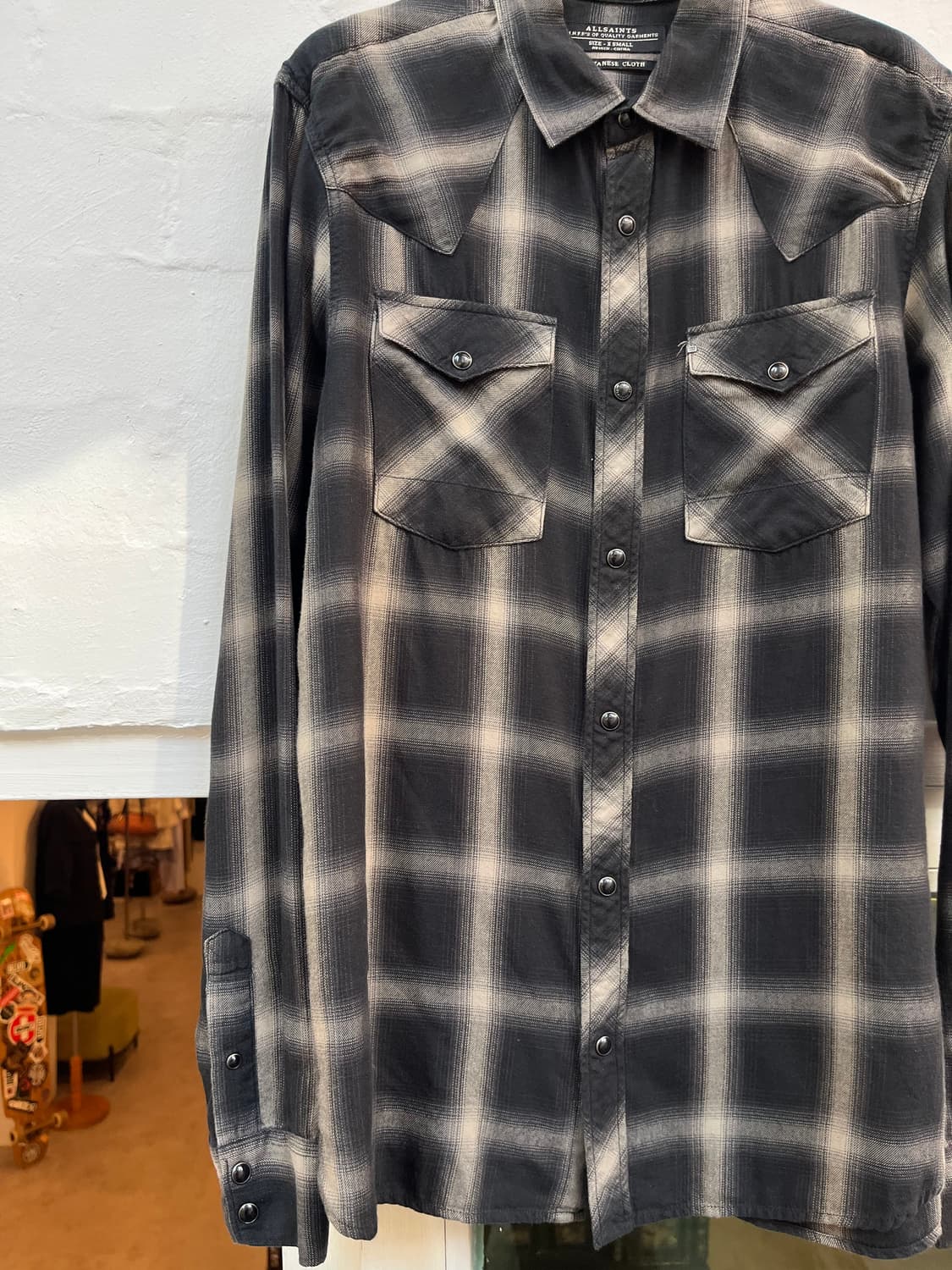 All saints Japanese Cloth 체크패턴 남방 XS 상품이미지3
