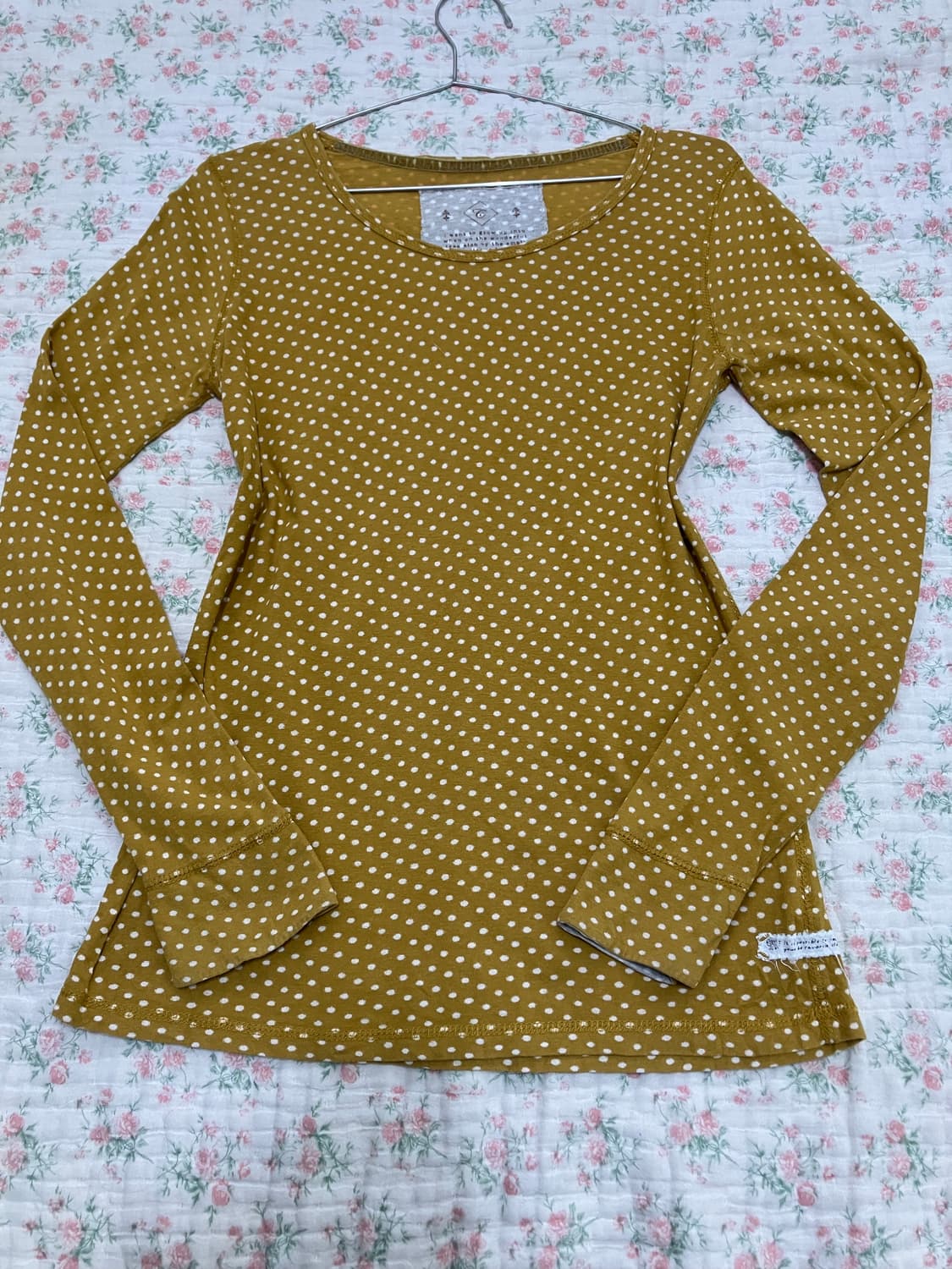 빈티지 개나리 땡땡이 모리 긴팔 1069 모리걸 y2k 스트릿 갸루 펑키 상품이미지1