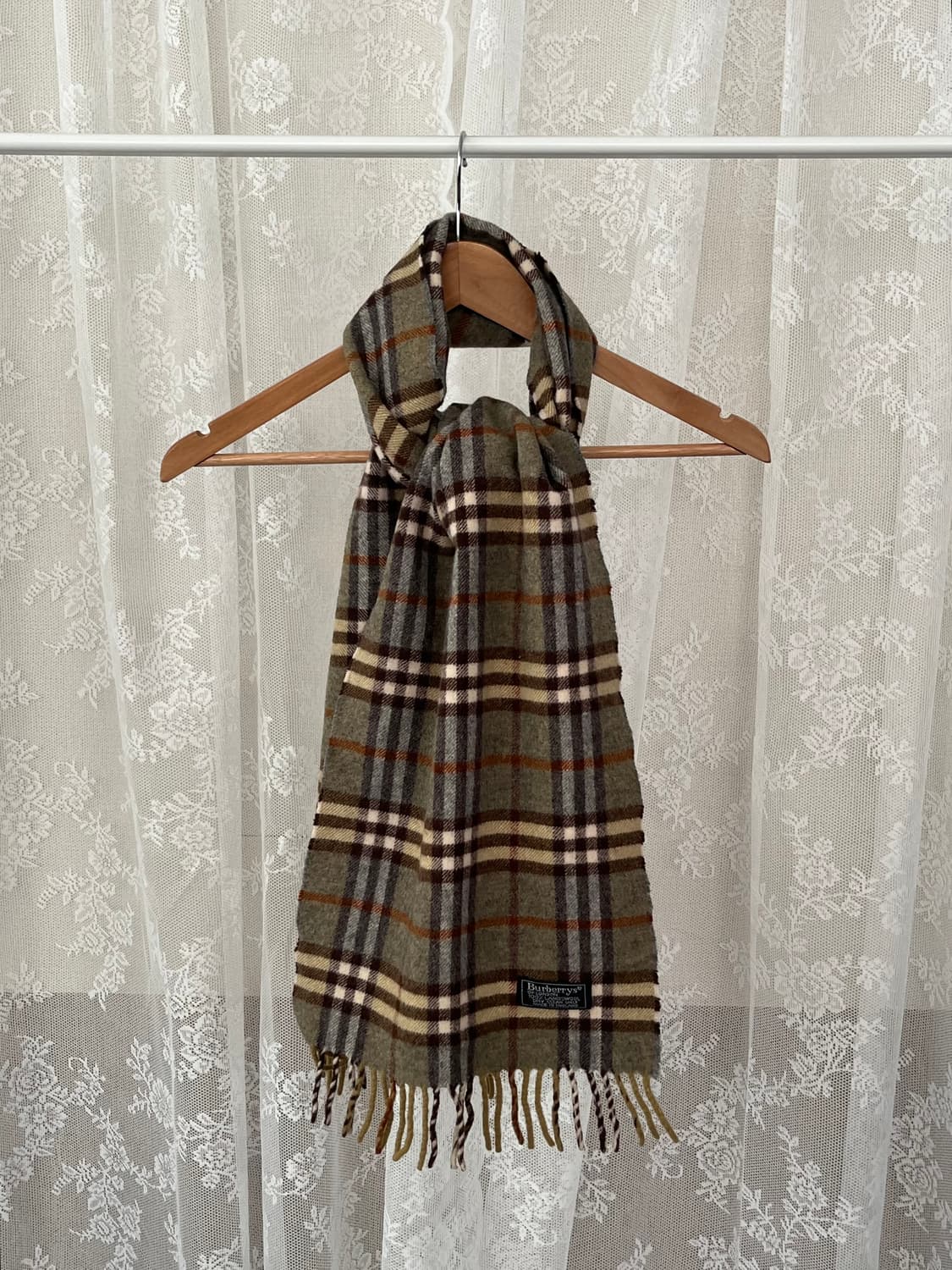 F) 버버리 빈티지 체크 램스울 머플러 카키 상품이미지1