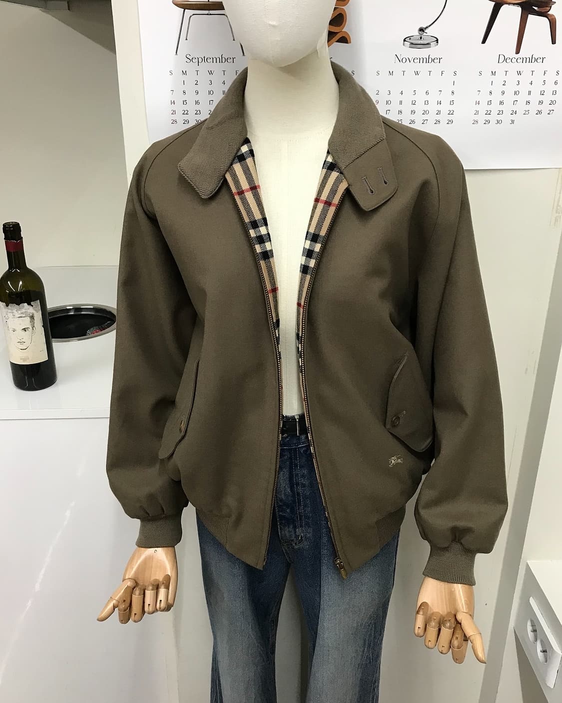 버버리 로고 울 블루종 자켓 상품이미지6